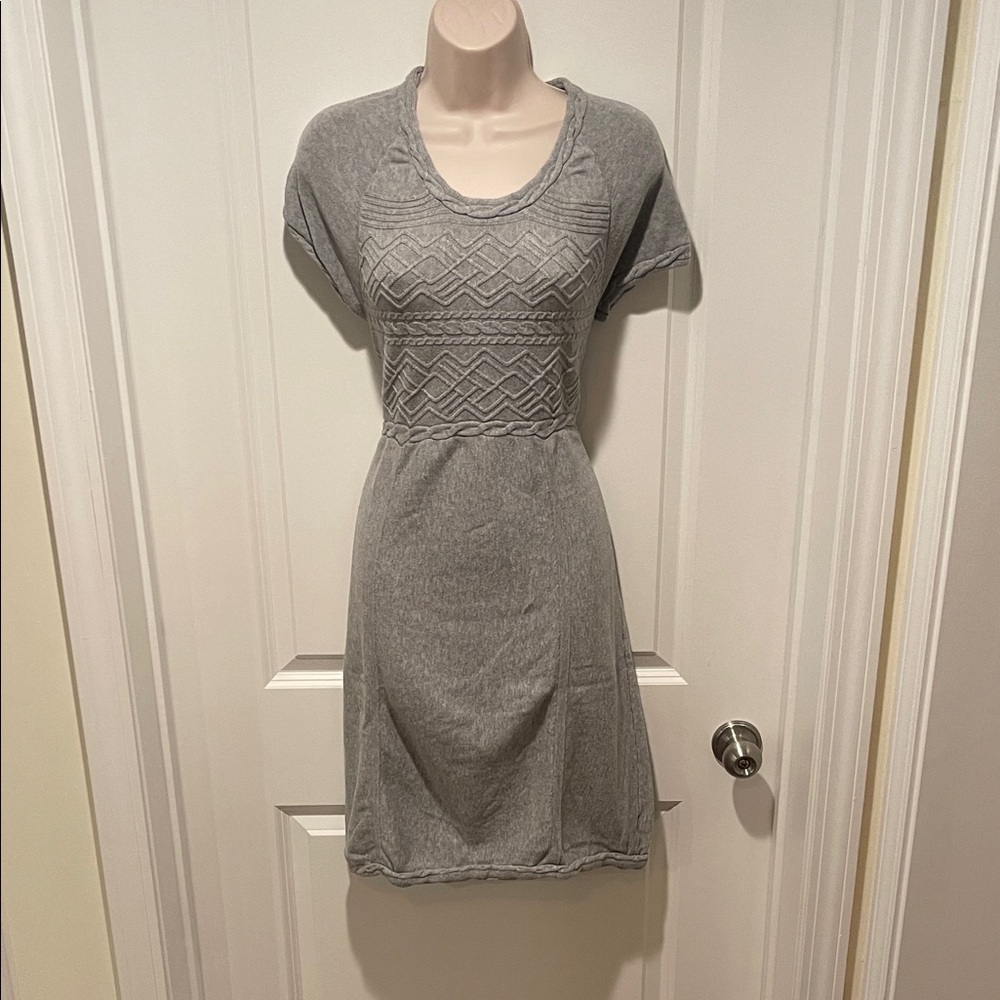 Athleta grey cable knit Patterned Midi Dress Sz LARGE